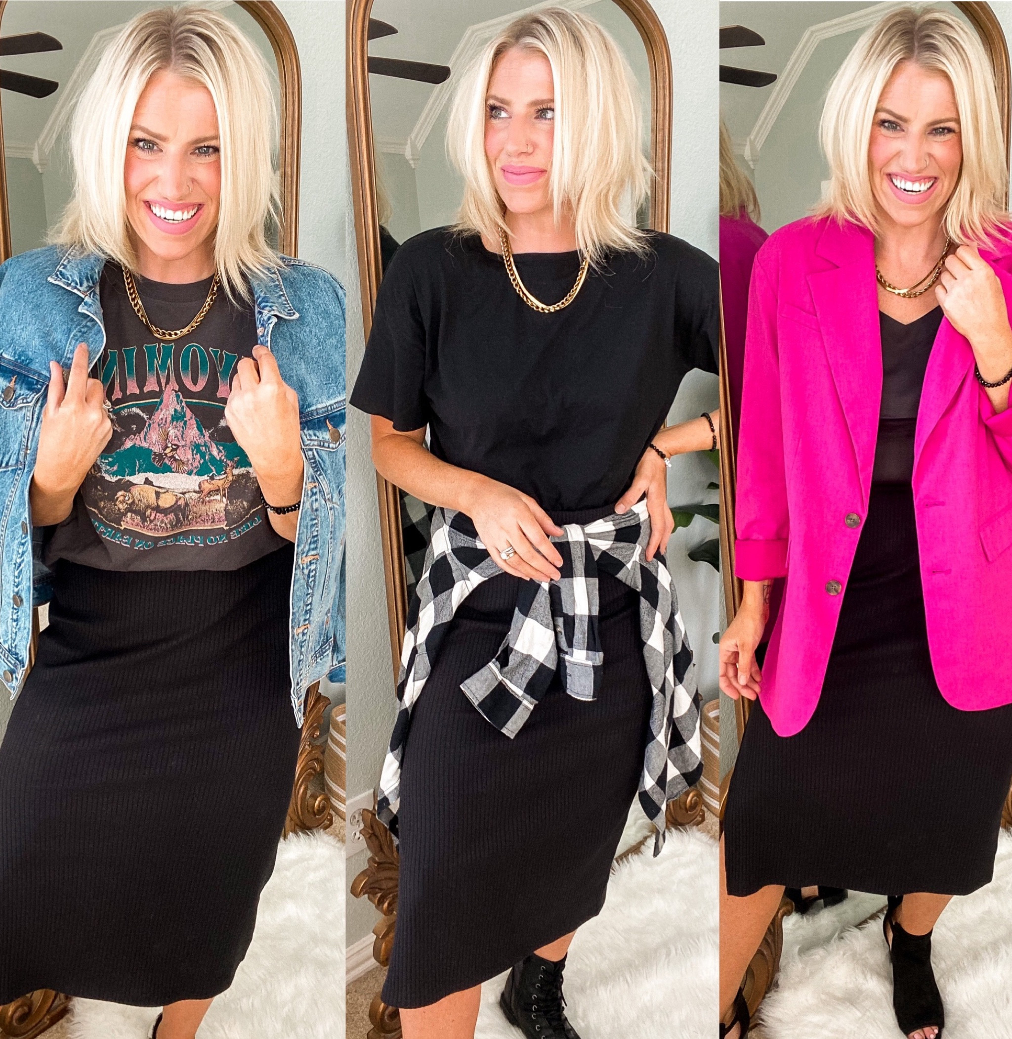 Ways to wear ribbed midi skirt 🖤

#LTKworkwear #LTKstyletip #LTKunder50