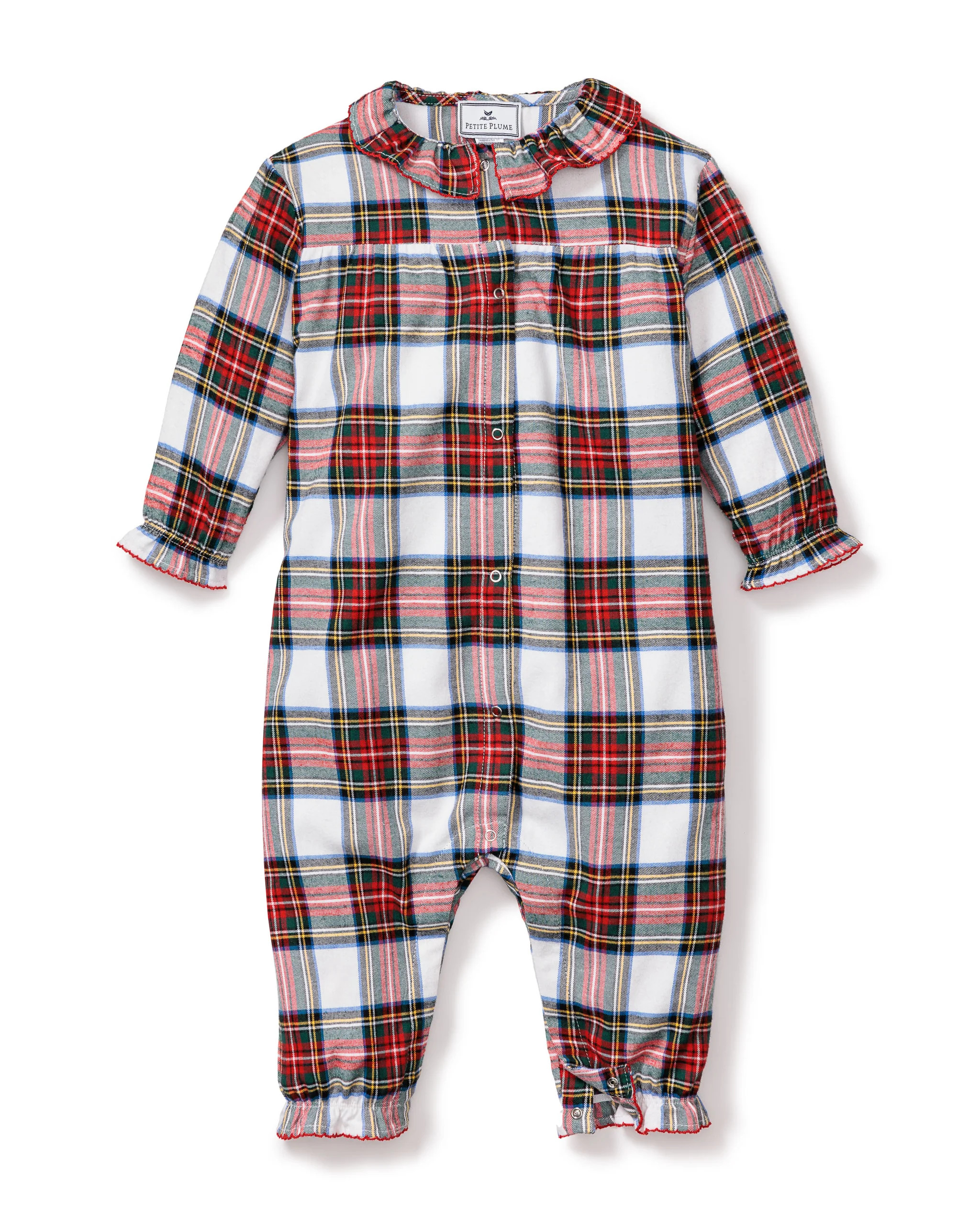 Baby's Twill Madeline Romper in Balmoral Tartan | Petite Plume