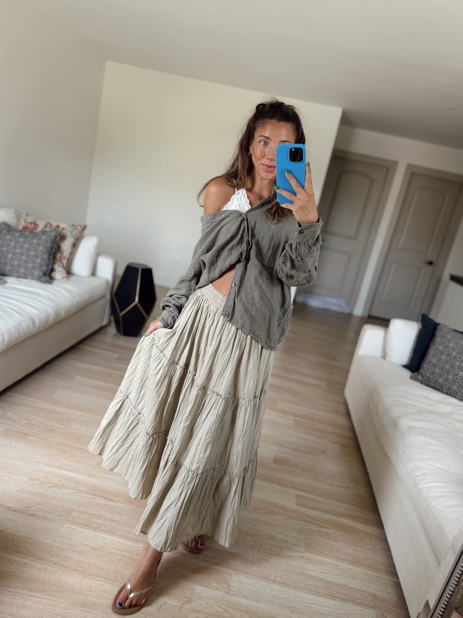 Can’t find the exact skirt but found a few dupes or replicas!! 

Green linen shirt : size large 

#LTKStyleTip #LTKBump #LTKSeasonal