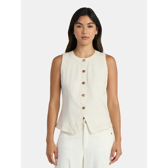 Time and Tru Women's Button Up Denim Vest, Sizes XS-XXXL | Walmart (US)