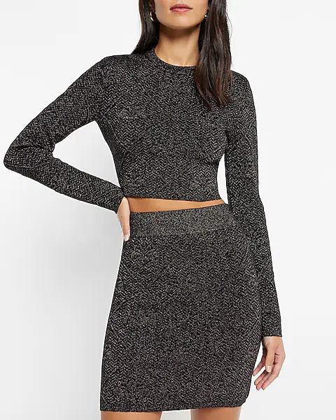 Body Contour Sparkle Embossed Cropped Sweater | Express