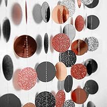 Rose Gold and Black Circle Garland Party Decoration Hanging Dots Streamer Banner Backdrop for Birthd | Amazon (US)