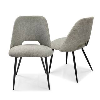 Elevens Edwin Light Gray Upholstered Side Chair(Set of 2) EDWIN-LIGHTGREY - The Home Depot | The Home Depot