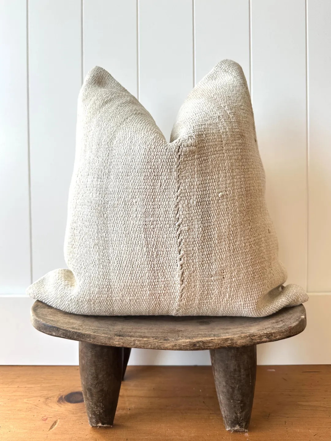 Handmade Vintage Kilim Pillow Cover | 18x18 Raw Natural Flax Cushion | Hemp Turkish Rug Remnant |... | Etsy (US)