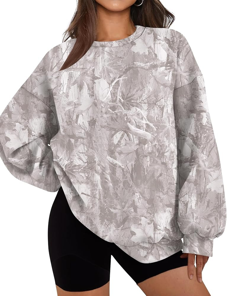 LOMON Oversized Sweatshirt for Women Crewneck Long Sleeve Casual Fleece Tops Graphic Hoodies Pull... | Amazon (US)