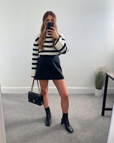 Black mini skirt styling 🖤

Keep cosy in a stripe jumper and a pair of heeled ankle boots. 



#LTKSeasonal #LTKstyletip #LTKeurope