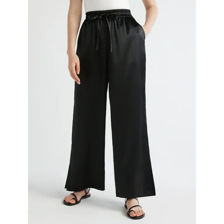 Scoop Women’s Wide Leg Satin Pants, Sizes XS-XXL - Walmart.com | Walmart (US)