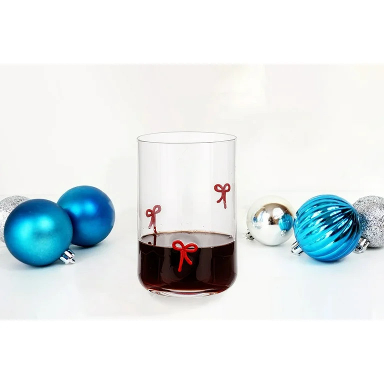 Holiday Time Bows Charm 16oz Drinking Glass 2 Pack | Walmart (US)