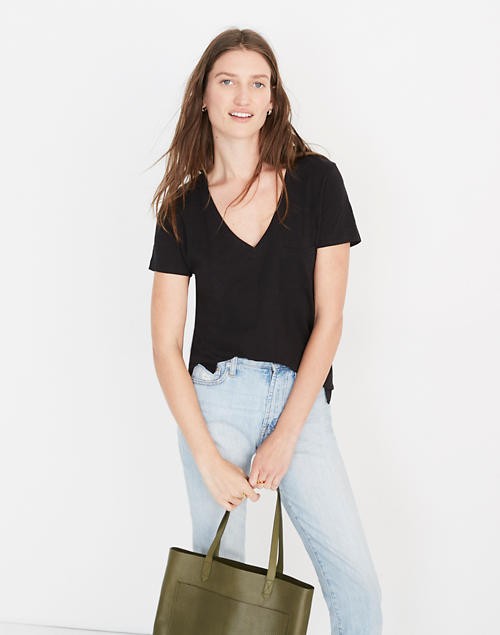 Whisper Cotton V-Neck Pocket Tee | Madewell