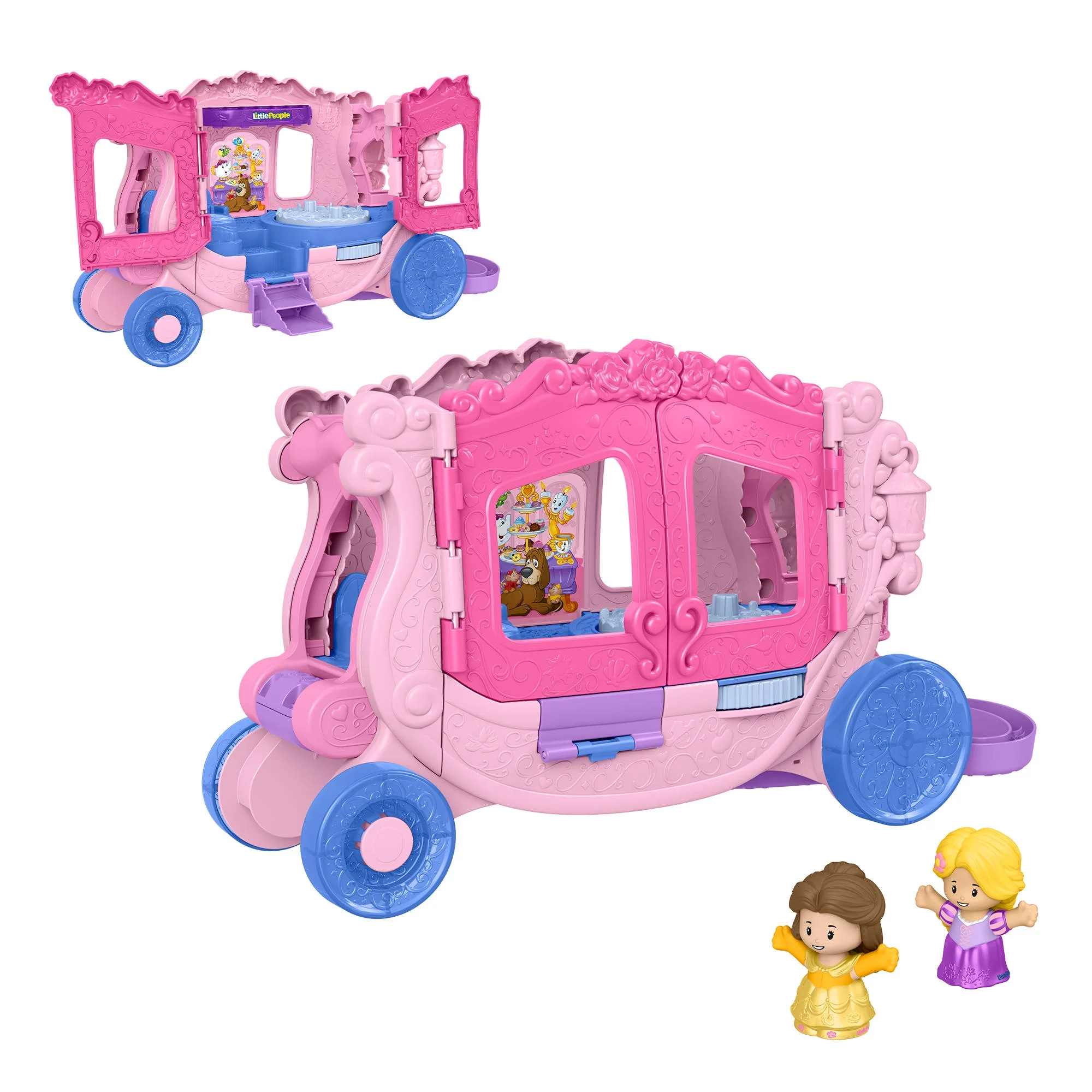 Fisher-Price Little People Disney Princess Pull-Along Musical Carriage Toddler Toy with 2 Figures | Walmart (US)