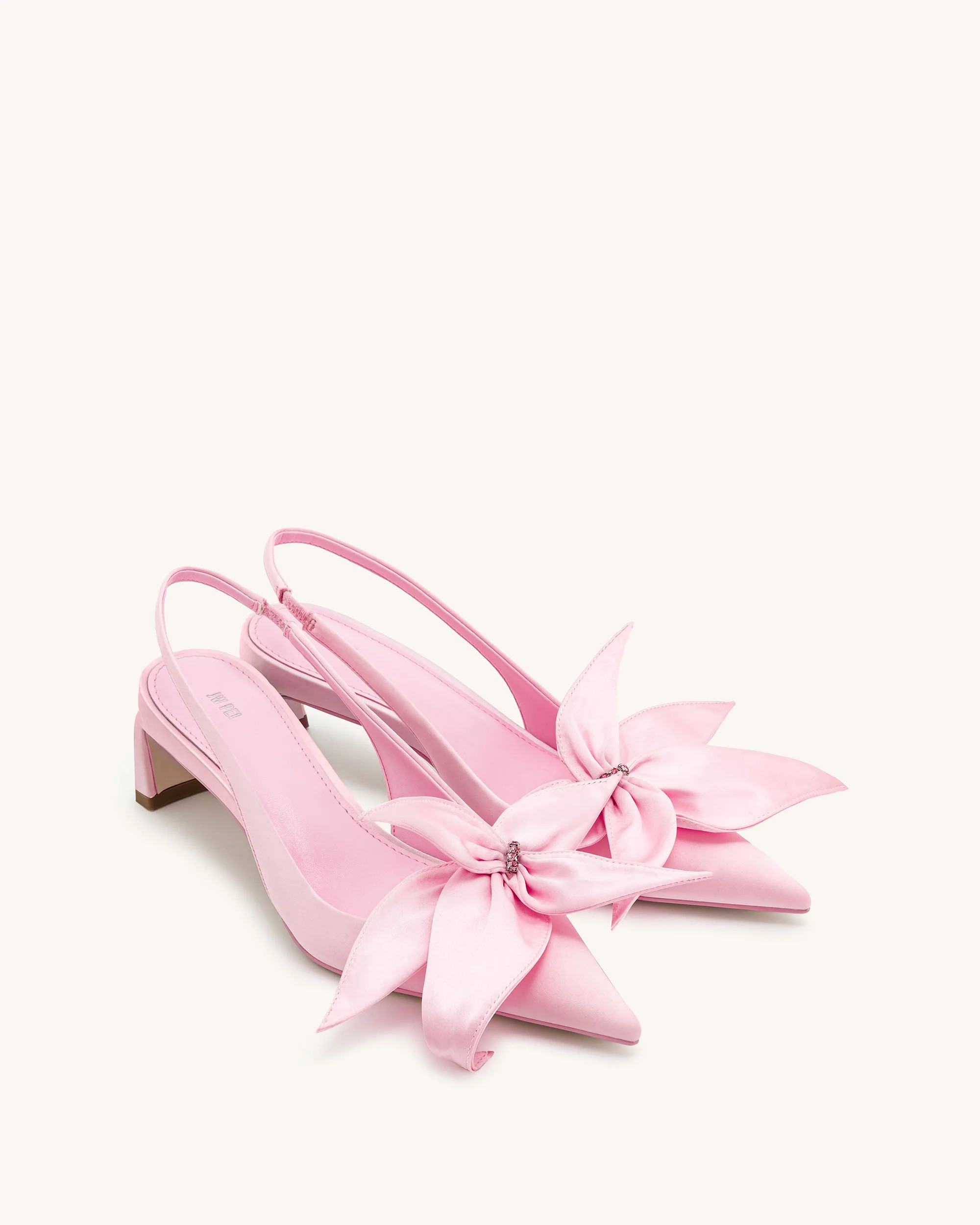 Queena Floral Appliques Slingback Pumps - Pink | JW PEI US