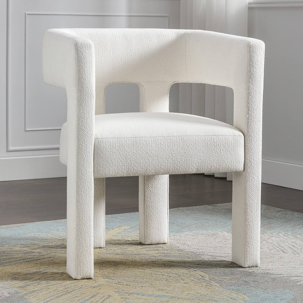 LUMISOL Modern Boucle Accent Chair with Solid Wood Legs, Linen Upholstered Boucle Dining Chair, B... | Amazon (US)
