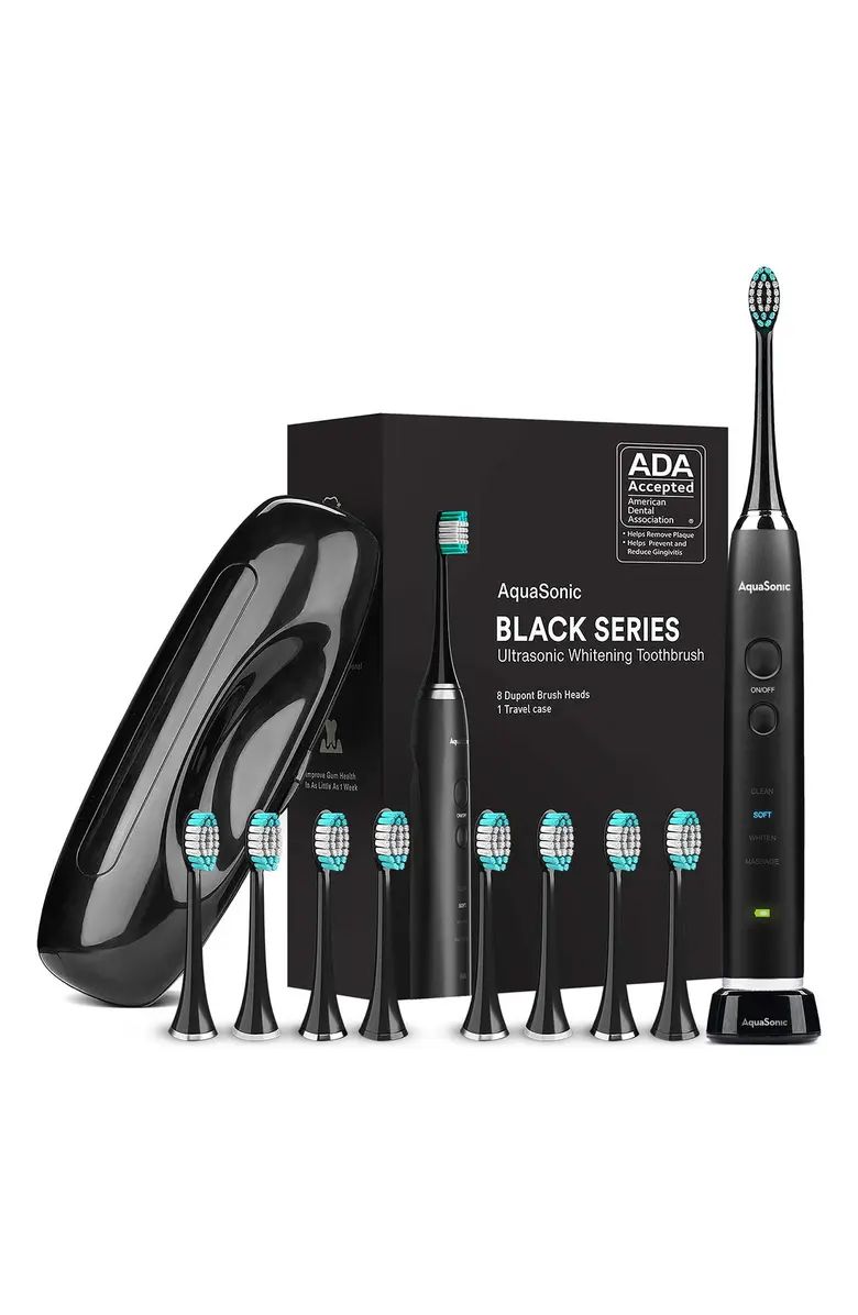 AQUASONIC Black Series Ultra Sonic Whitening ToothBrush with 8 DuPont Brush Heads & Travel Case |... | Nordstrom Rack