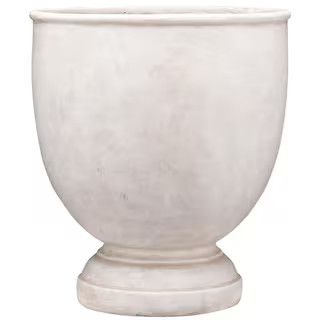 Paige Large 16 in. 36 qt. White Stone Color High-Density Resin Urn Indoor/Outdoor Planter | The Home Depot