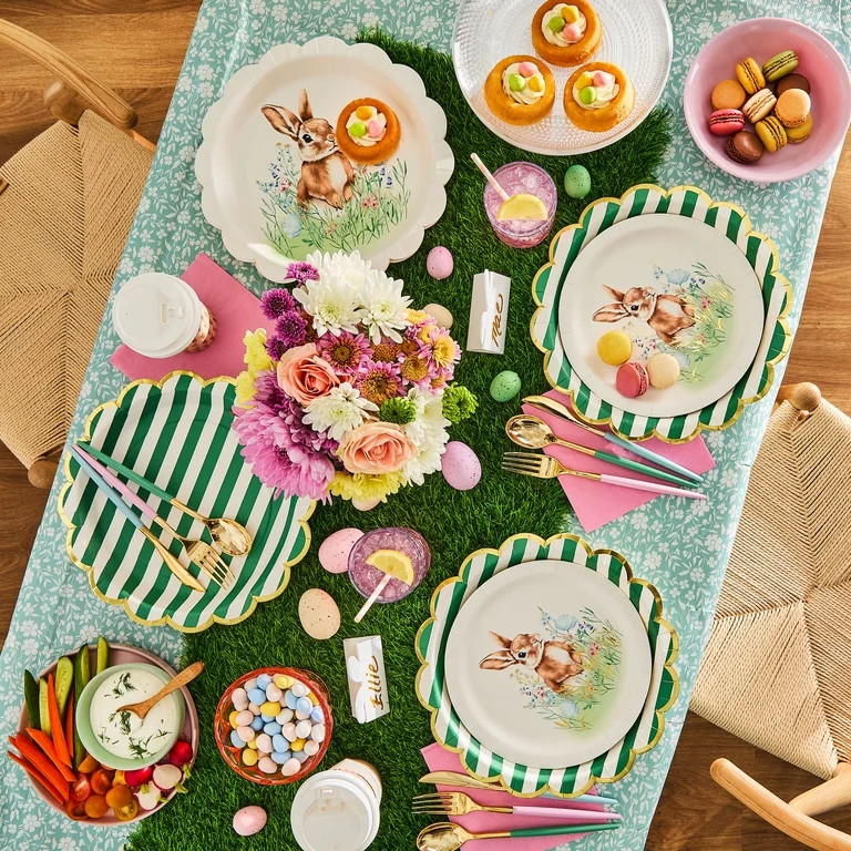 Multicolor Field Bunny Disposable Paper Plates, 9", 8 Count, Easter by Way To Celebrate | Walmart (US)
