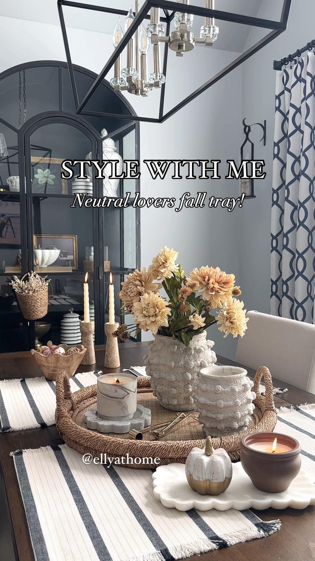 Neutral fall tray styling. Shop best selling Minka vases, marble vessel fall candle, scalloped trays, beige marble candleholders, wood scallop bowl, tray pedestal bowl, woven hurricane candleholder. Fall home decor accessories. Free shipping. Anthropologie, target, Walmart, Amazon home. 

#LTKVideo #LTKHome #LTKSaleAlert