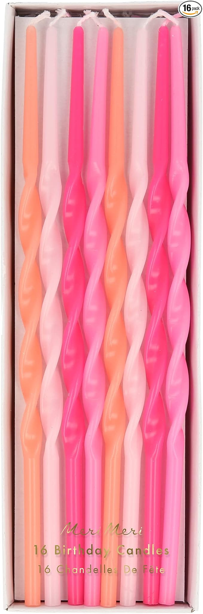 Meri Meri Pink Twisted Long Candles (Pack of 16) | Amazon (US)
