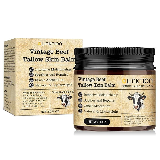 Beef Tallow Honey Balm for Skin:100% Grass-Fed Beef Tallow Moisturizer For Face and Body Vintage ... | Amazon (US)