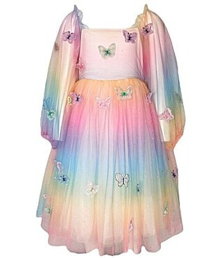 Lola The Boys LittleBig Girls Rainbow Butterfly Ombre Long Sleeve Dress - 10 | Dillard's