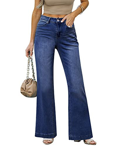 LookbookStore Baggy Jeans for Women Womens Jeans High Waisted Western Wear for Women Blue Jeans for Women Concert Outfits for Women Deep Blue Size Medium Fits Size 8 10 | Amazon (US)