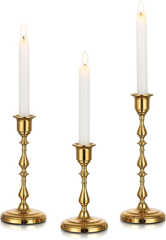Brass Candlestick Holders Vintage: Gold Taper Candle Holder Metal Candle Sticks Holder Antique De... | Amazon (US)