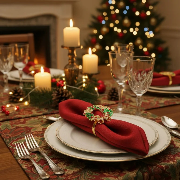 Lunxisen 4 Pcs Christmas Napkin Rings, Napkin Holder Ring for Christmas Dinner Table Decor Cloth ... | Walmart (US)