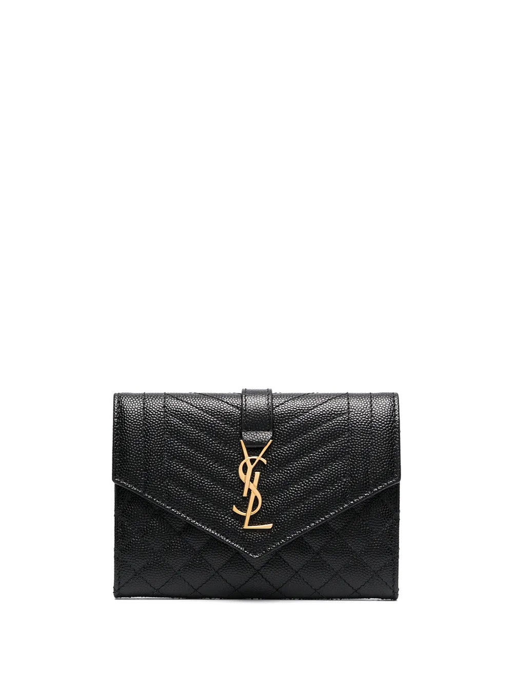 Saint Laurent Pebbled Envelope Cardholder | Black | FARFETCH UK | Farfetch Global