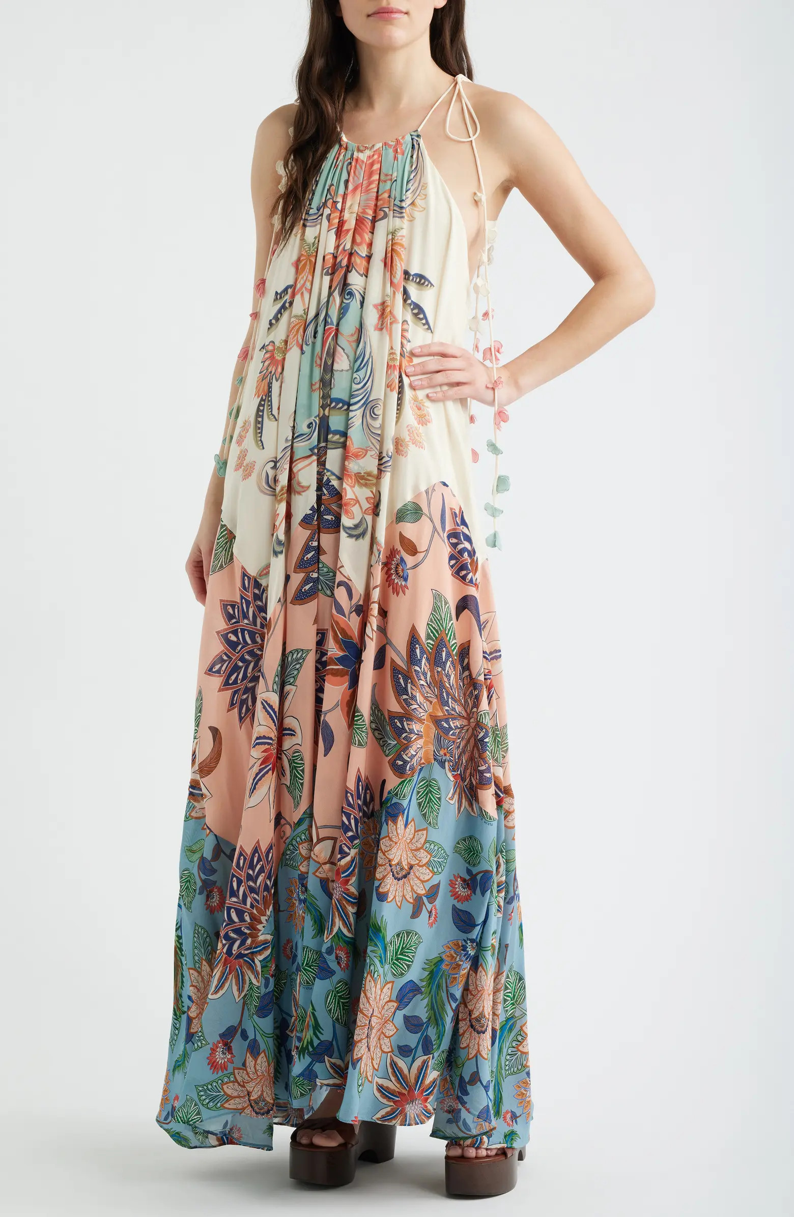 Boho Delhi Floral Tie Shoulder Maxi Dress | Nordstrom