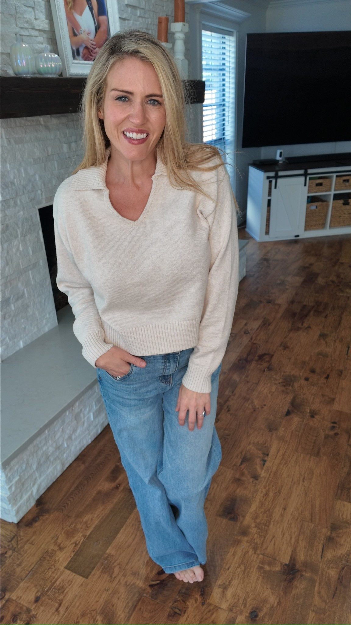 The collar detail on this sweater gives it a little something extra, and these jeans go with everything!

#LTKFindsUnder50 #LTKSeasonal #LTKStyleTip