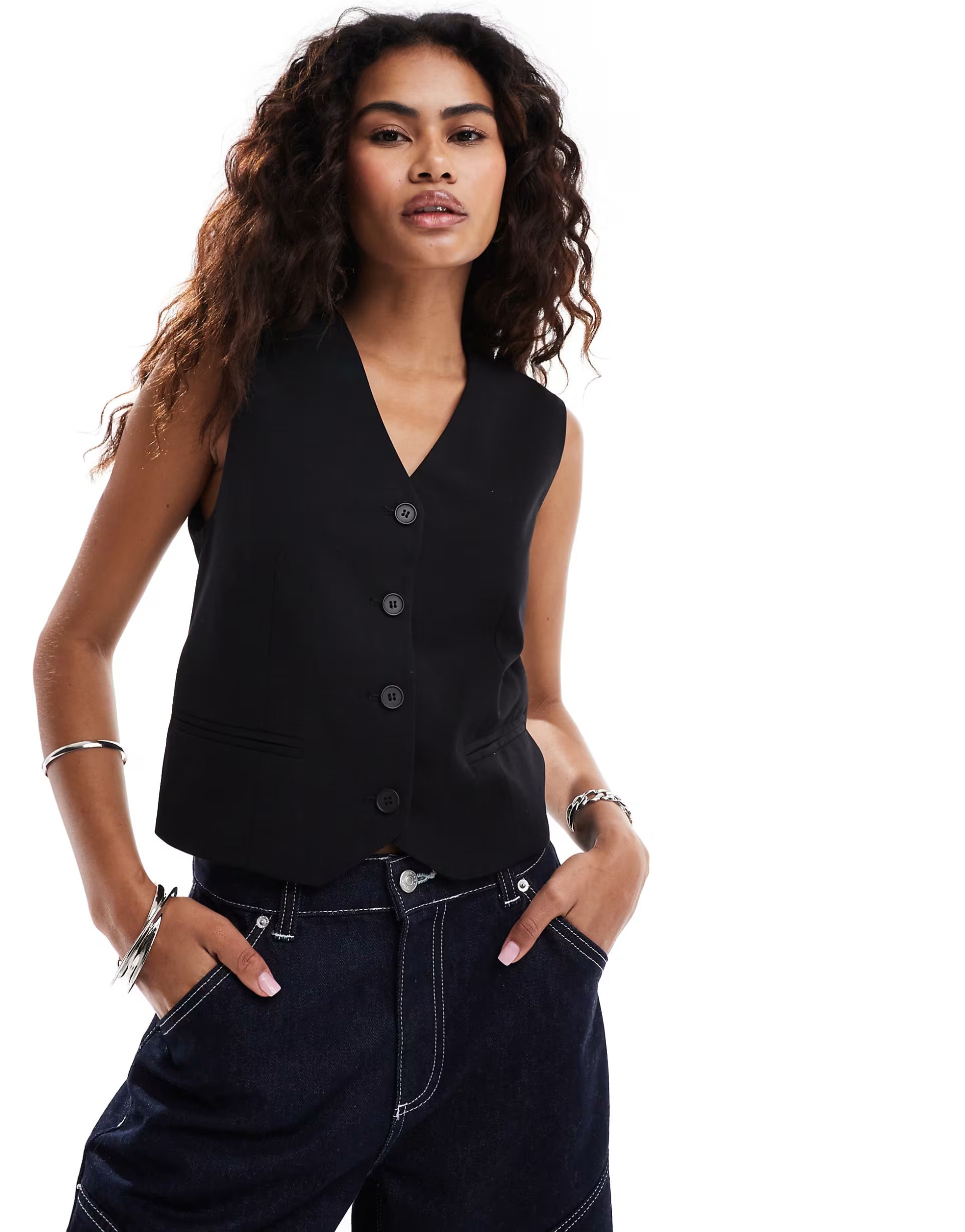 Weekday Mica waistcoat vest in black | ASOS (Global)