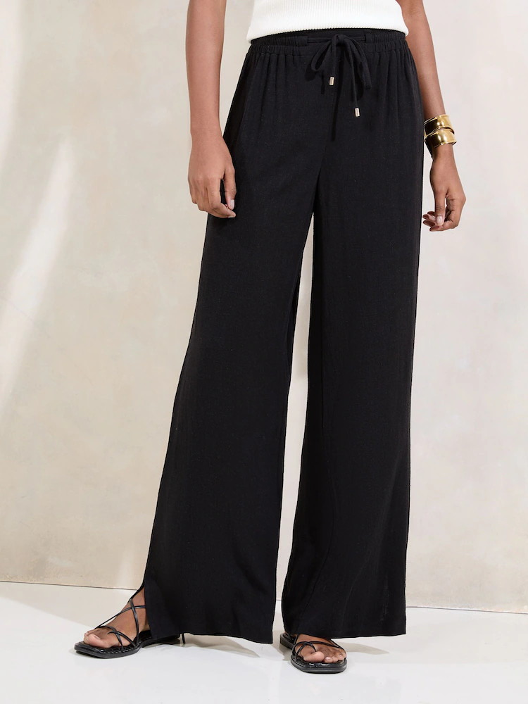 Buy Lipsy Black Wide Leg Linen Blend Trousers from Next Belgium | Next EU