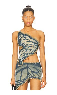 1XBLUE Butterfly Top in Light Blue from Revolve.com | Revolve Clothing (Global)