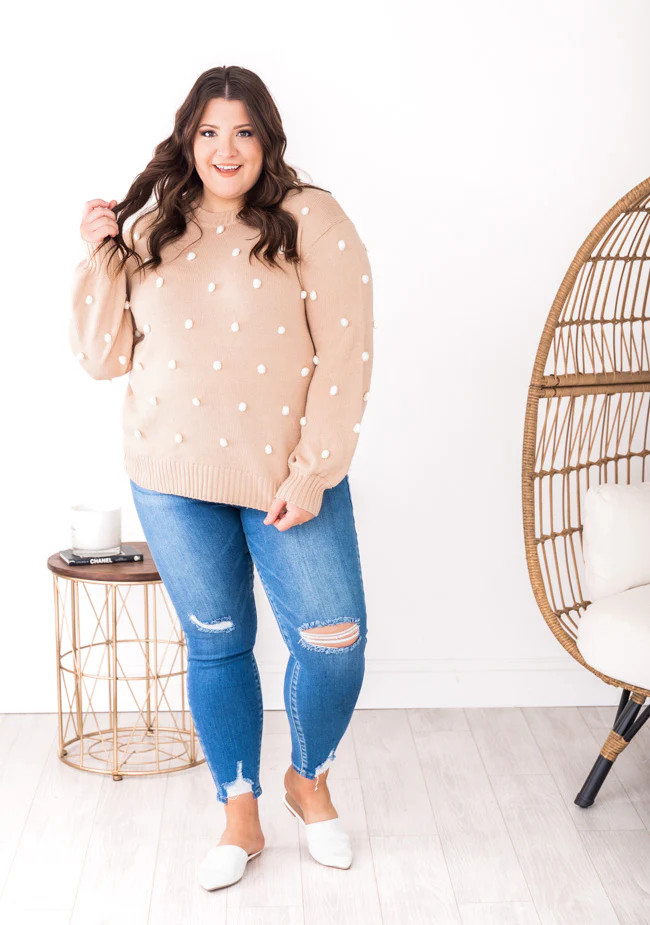 Gorgeous And Glamorous Pom Pink Sweater | The Pink Lily Boutique