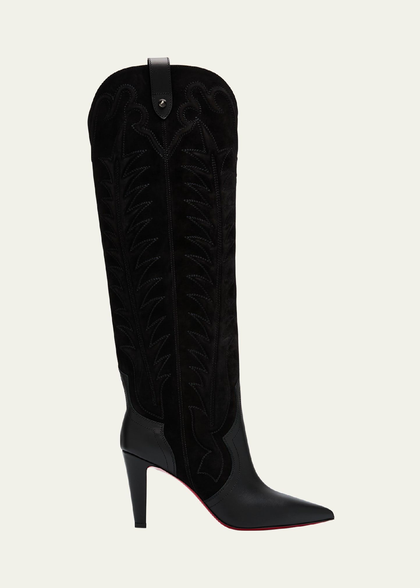 Christian Louboutin Santia Botta Mixed Leather Red Sole Boots | Bergdorf Goodman