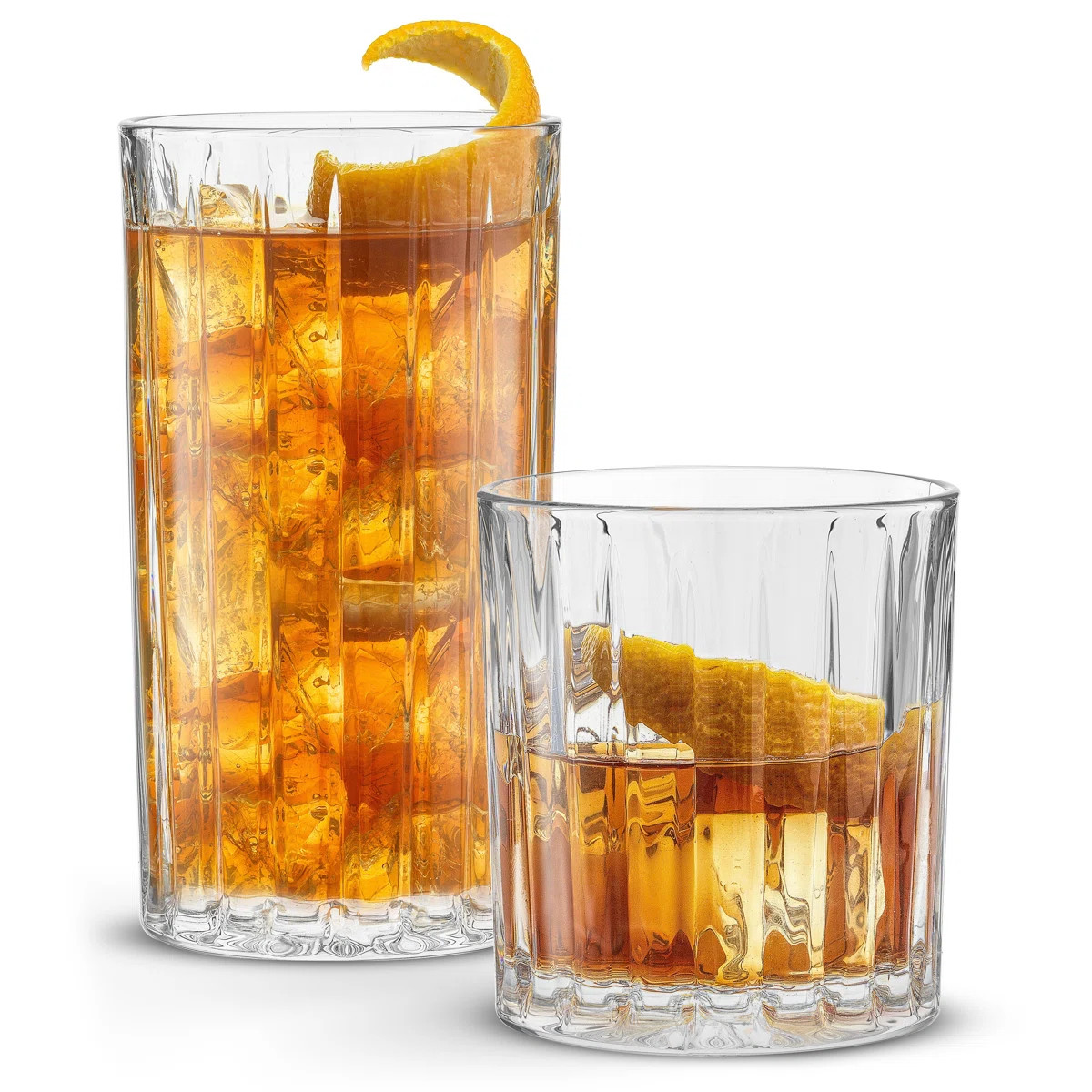 JoyJolt Alina Ribbed Highball and DOF Drinkware Glasses (Set of 8)ByJoyJolt4.8Rated 4.8 out of 5 ... | Wayfair North America