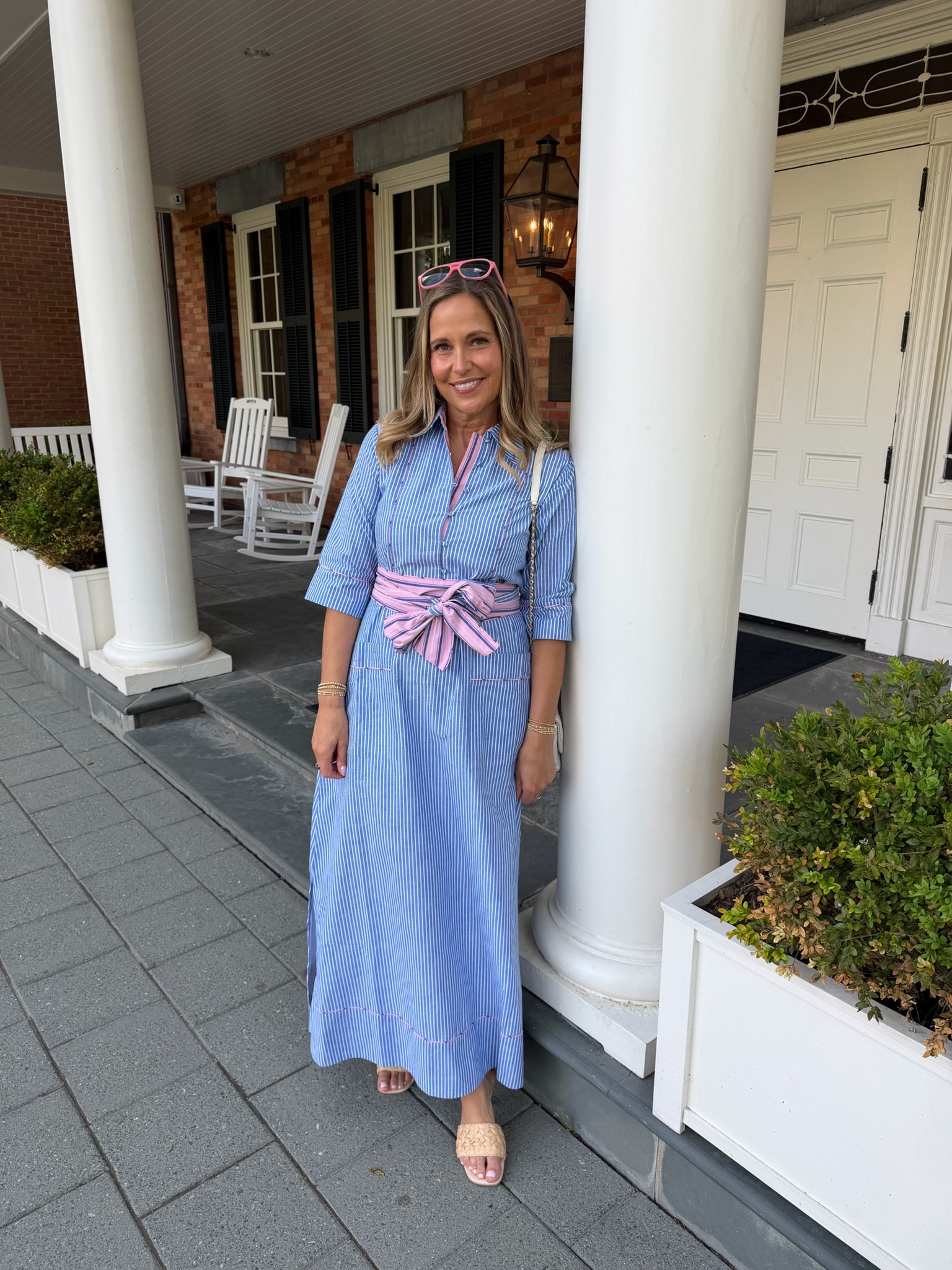 Absolutely love this dress! The stripes with the pink accents make it such a fun choice for summer, and the tie waist gives it a really flattering fit. It’s comfortable, feminine, and perfect for any warm-weather plans.

#LTKgrwm #LTKMidsize #LTKOver40