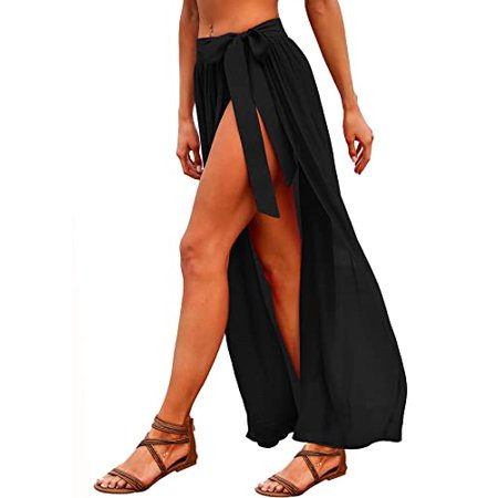 Heymoments Women s Swimsuit Cover Up Semi-Sheer Black Sarong Bikini Long Beach Tie Wrap Skirt for Wo | Walmart (US)