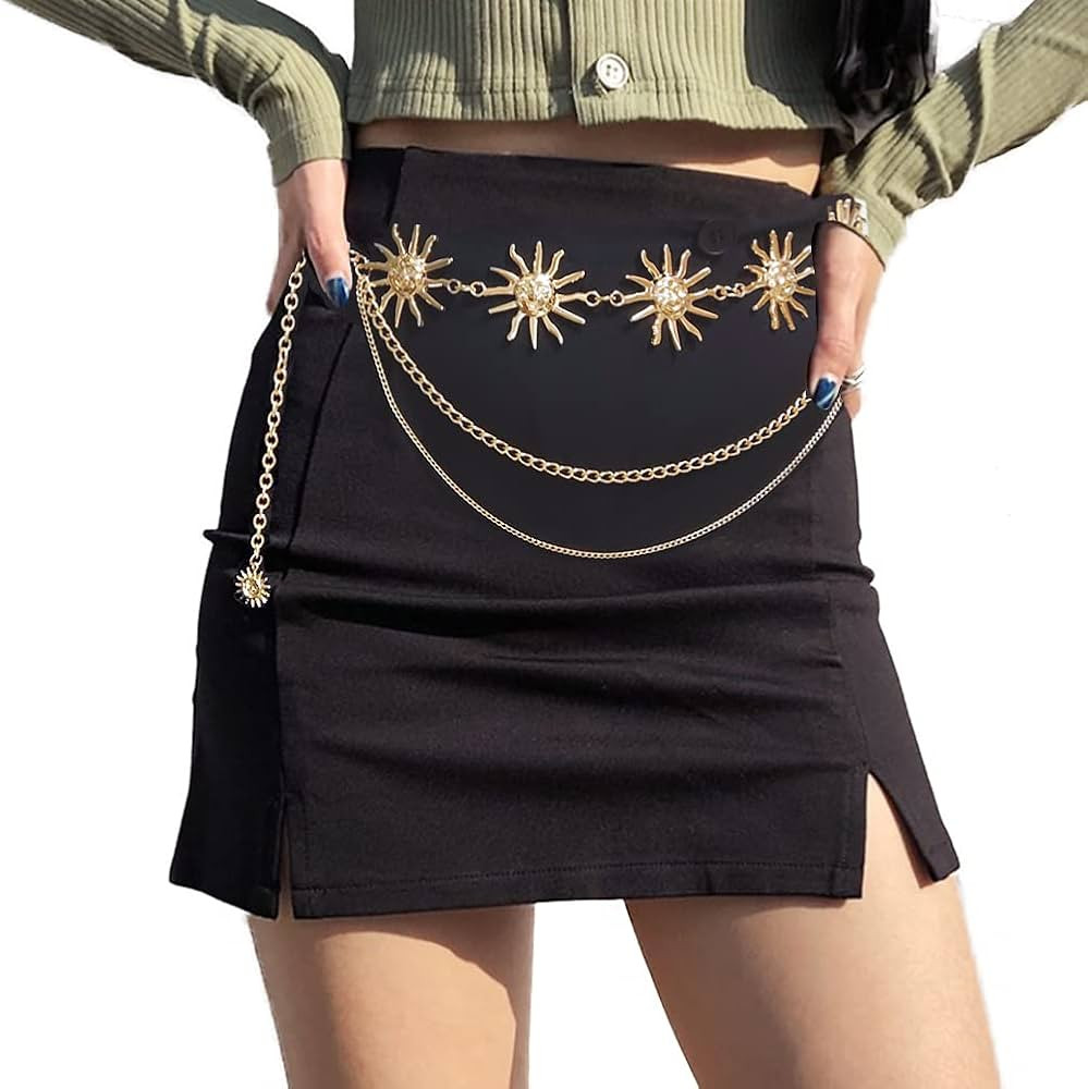 Women Bohemia Multilayer Metal Waist Chain Belt Fashion Sun Belly Waist Chain Body Jewelry | Amazon (US)