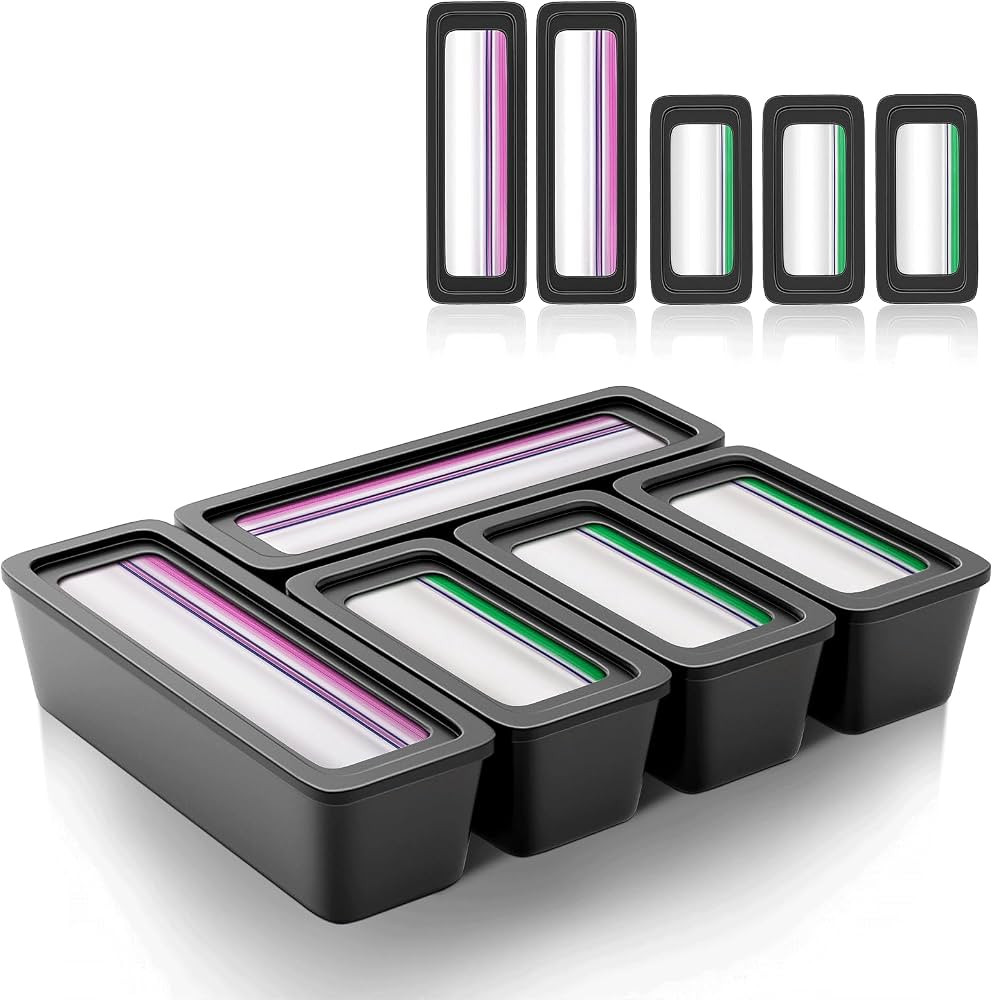 Freshmage Ziplock Bag Organizer Storage for Kitchen Drawer organizer, 5 in 1 Plastic Bag Holder D... | Amazon (US)