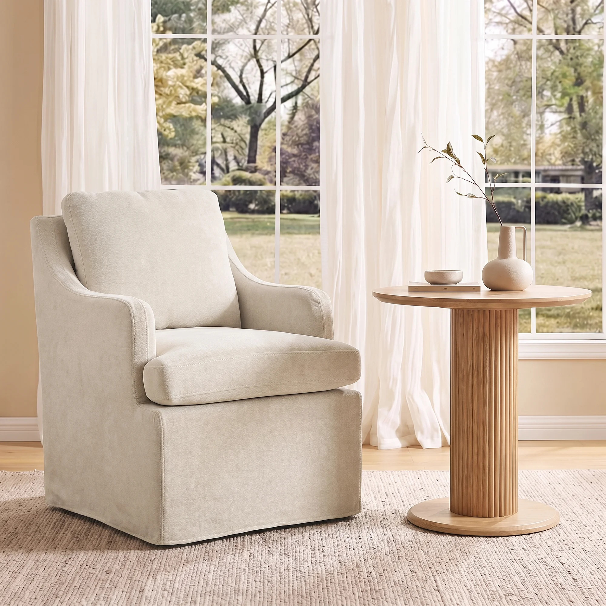 Vknow Furniture Set of 2 Upholstered Dining Chairs with Rolling Casters and Armrests for Kitchen and Dining Room,Blue | Walmart (US)