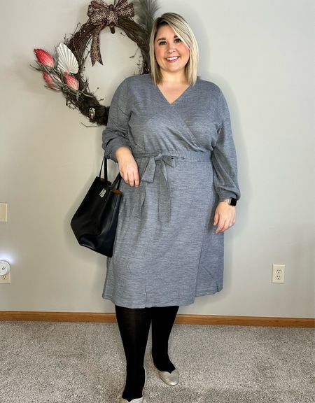 back to the office look - sweater dress / indestructible tights (3X) / heels / tote / hoop earrings 

#LTKworkwear #LTKFind #LTKcurves