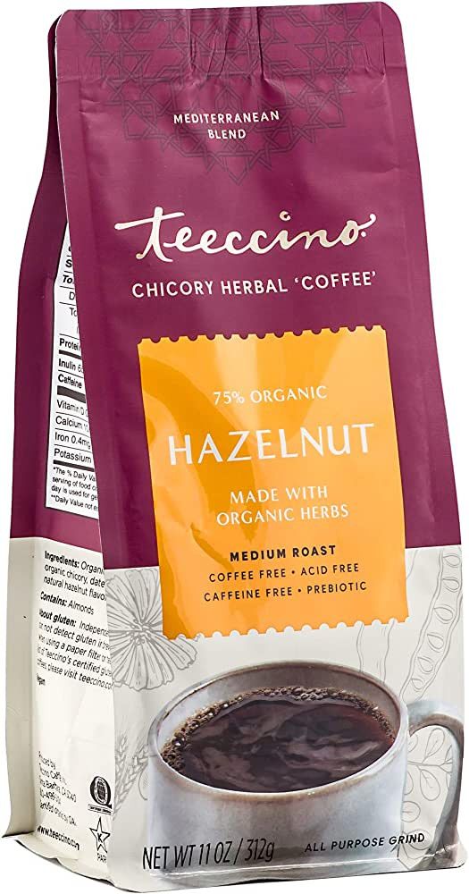 Teeccino Chicory Coffee Alternative – Hazelnut – Ground Herbal Coffee That’s Prebiotic, Caf... | Amazon (US)