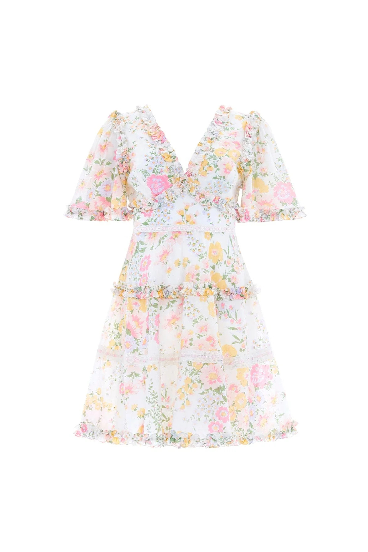 Sunrise Bloom Cotton Ribbon Micro Mini Dress | Needle & Thread US