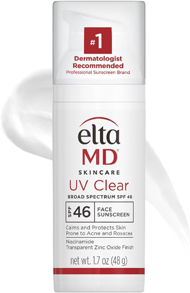 Amazon.com: EltaMD UV Clear Face Sunscreen, SPF 46 Oil Free Sunscreen with Zinc Oxide, Protects a... | Amazon (US)