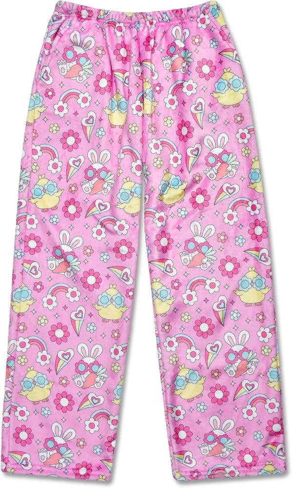 iscream Big Girls Silky Soft Fun Print Plush Fleece Pants - Kawaii Besties Collection | Amazon (US)