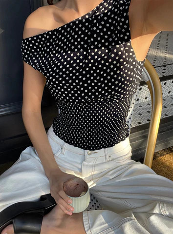 Ready To Party Off Shoulder Top Black Polka | Princess Polly US