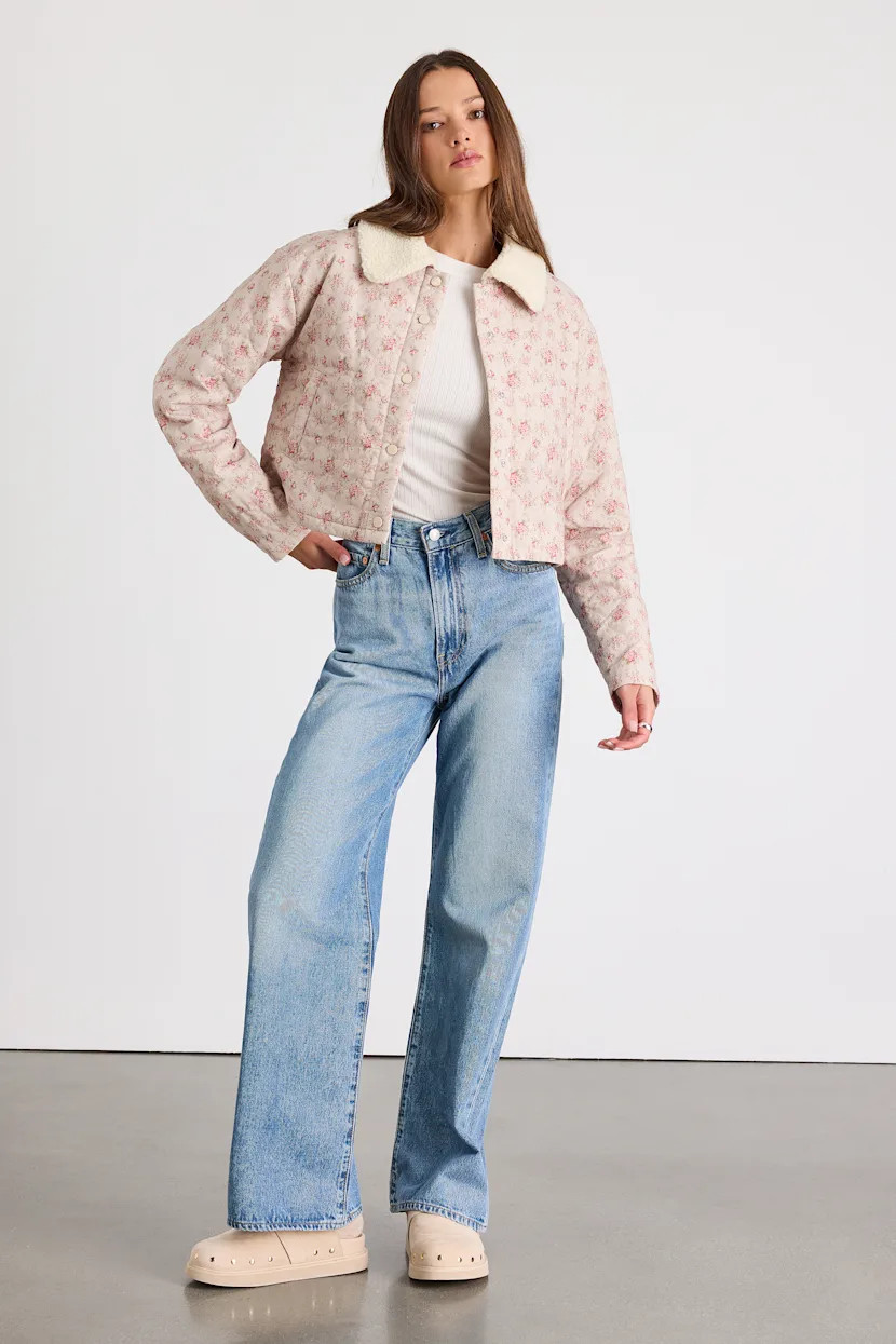 Montera Blush Pink Floral Quilted Barn Jacket | Lulus
