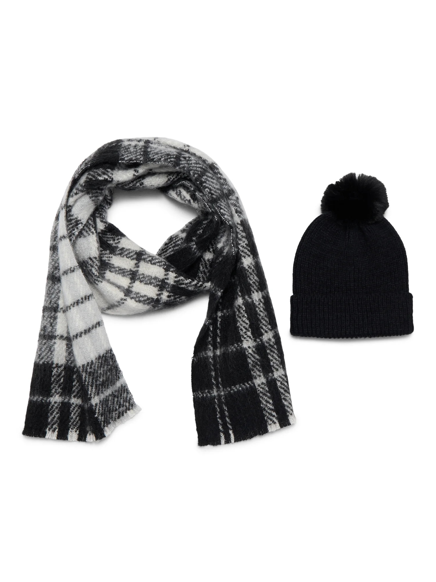 Madden NYC Women's Beanie Hat and Scarf Gift Set, 2-Piece, Black | Walmart (US)