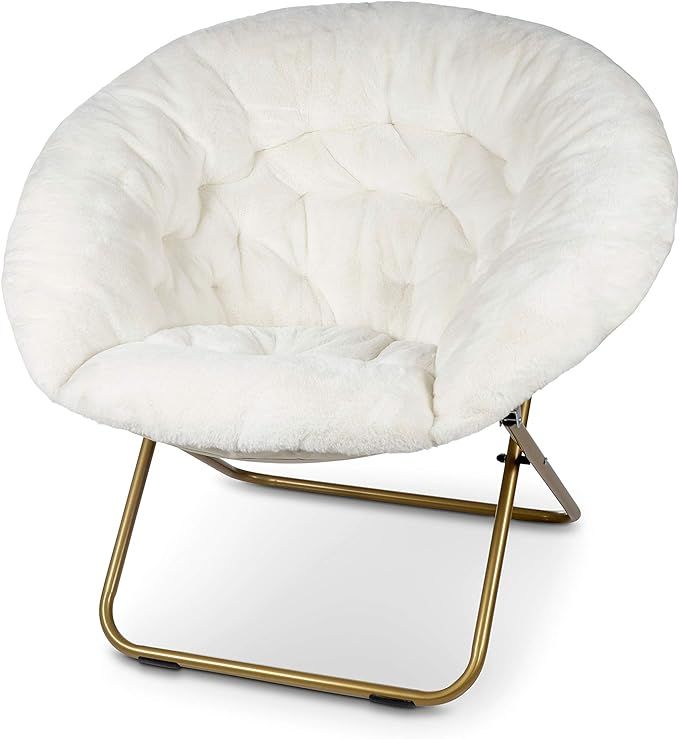 Milliard Cozy Chair/Faux Fur Saucer Chair for Bedroom/X-Large (White) | Amazon (US)