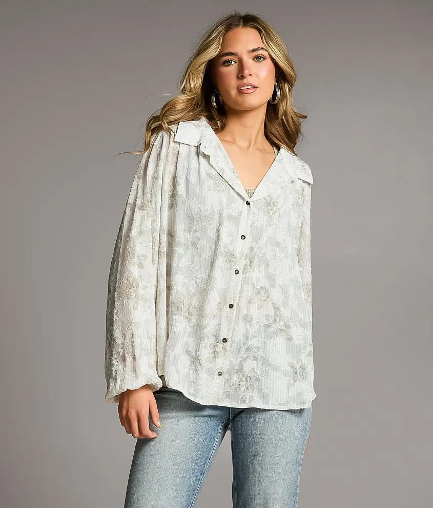 Floral Jaquard Blouse | Buckle